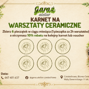 Karnet na warsztaty ceramiczne 6 pieczątek